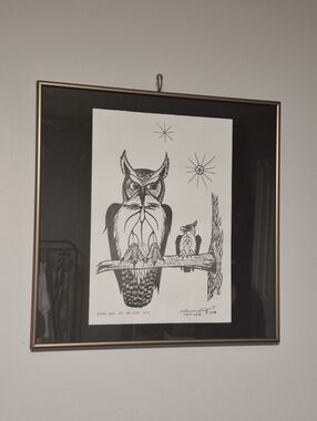Vintage Norman Knott White Bear 1994 Indigenous Art Owl and Hawk